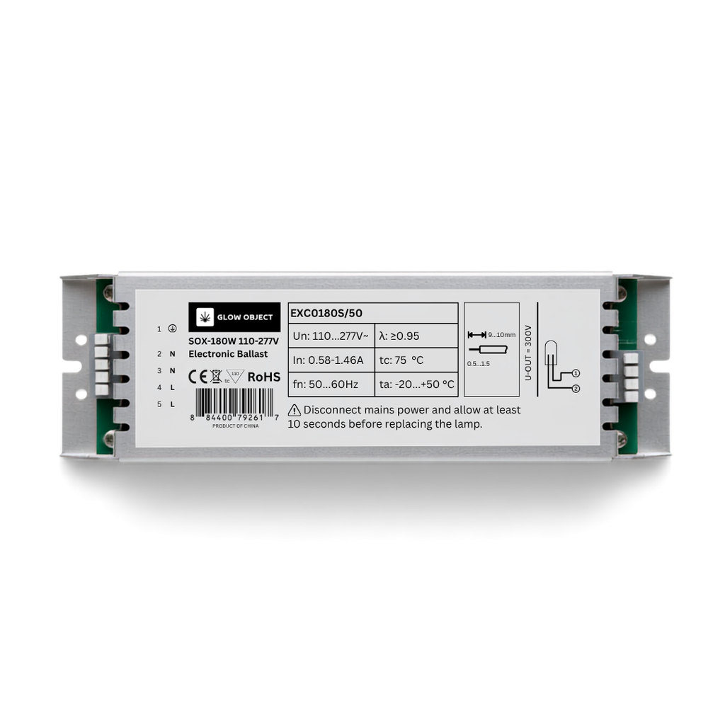 Glow Object SOX-180W Metal Electronic Ballast EXC0180S – 110-277V Universal for LPS Lamps
