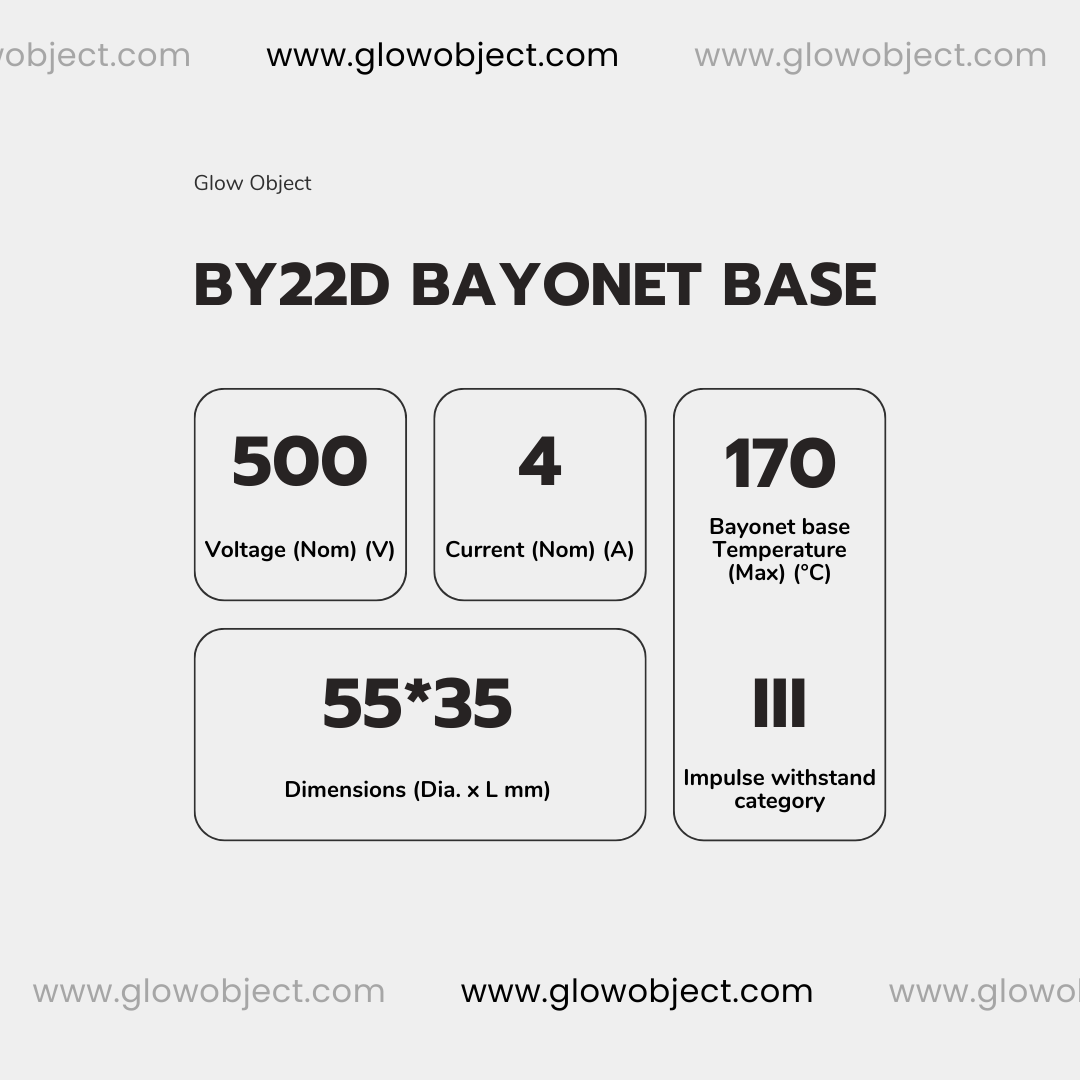 Ceramic B22 BY22D Socket Technical Specifications – 500V 4A 170°C Max 55x35mm Dimensions